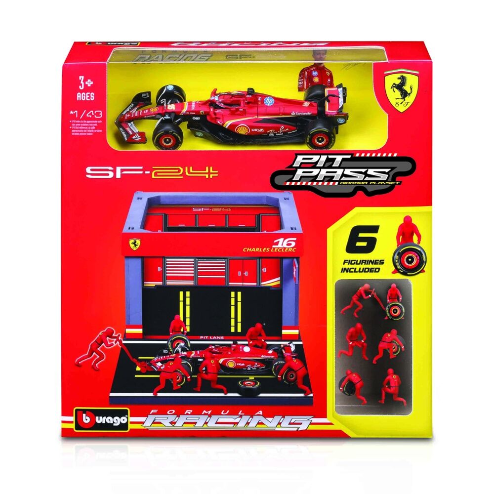 Bburago 1:43 2024 Ferrari Pit Pass Competition F-1 Leclerc #16 Diecast Model Car 3y+