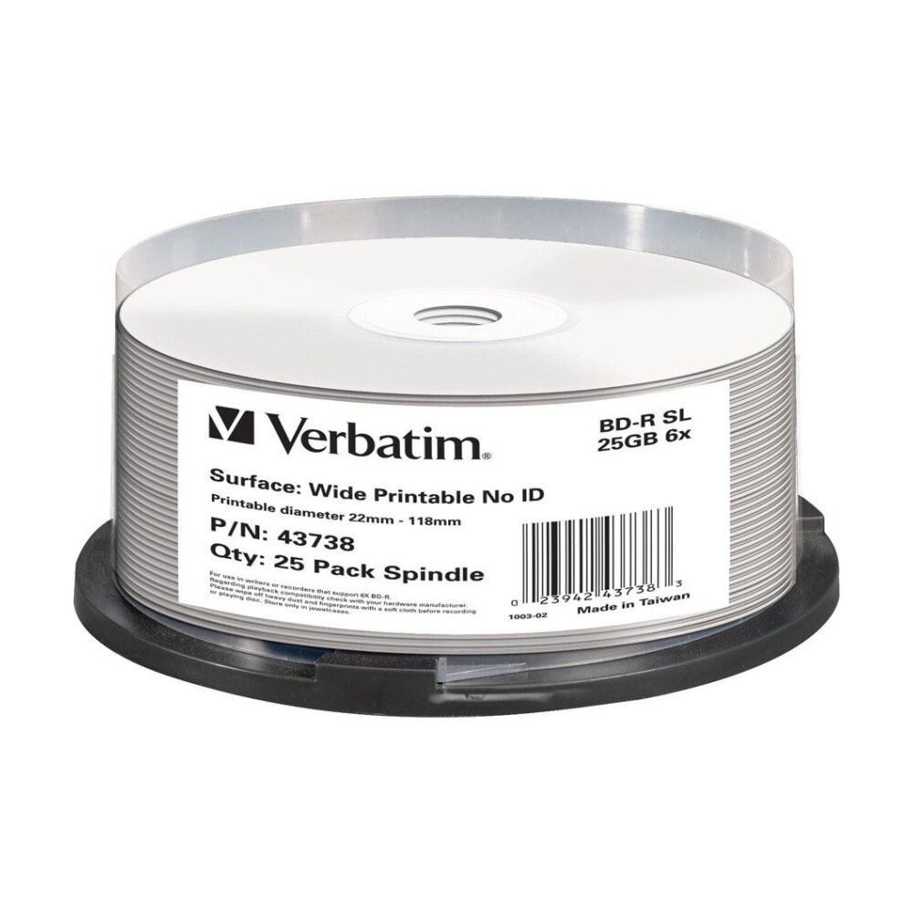 Verbatim Blu-ray Disc Recordable White Wide Inkjet Blank Discs 6x 25GB (25 Pieces)