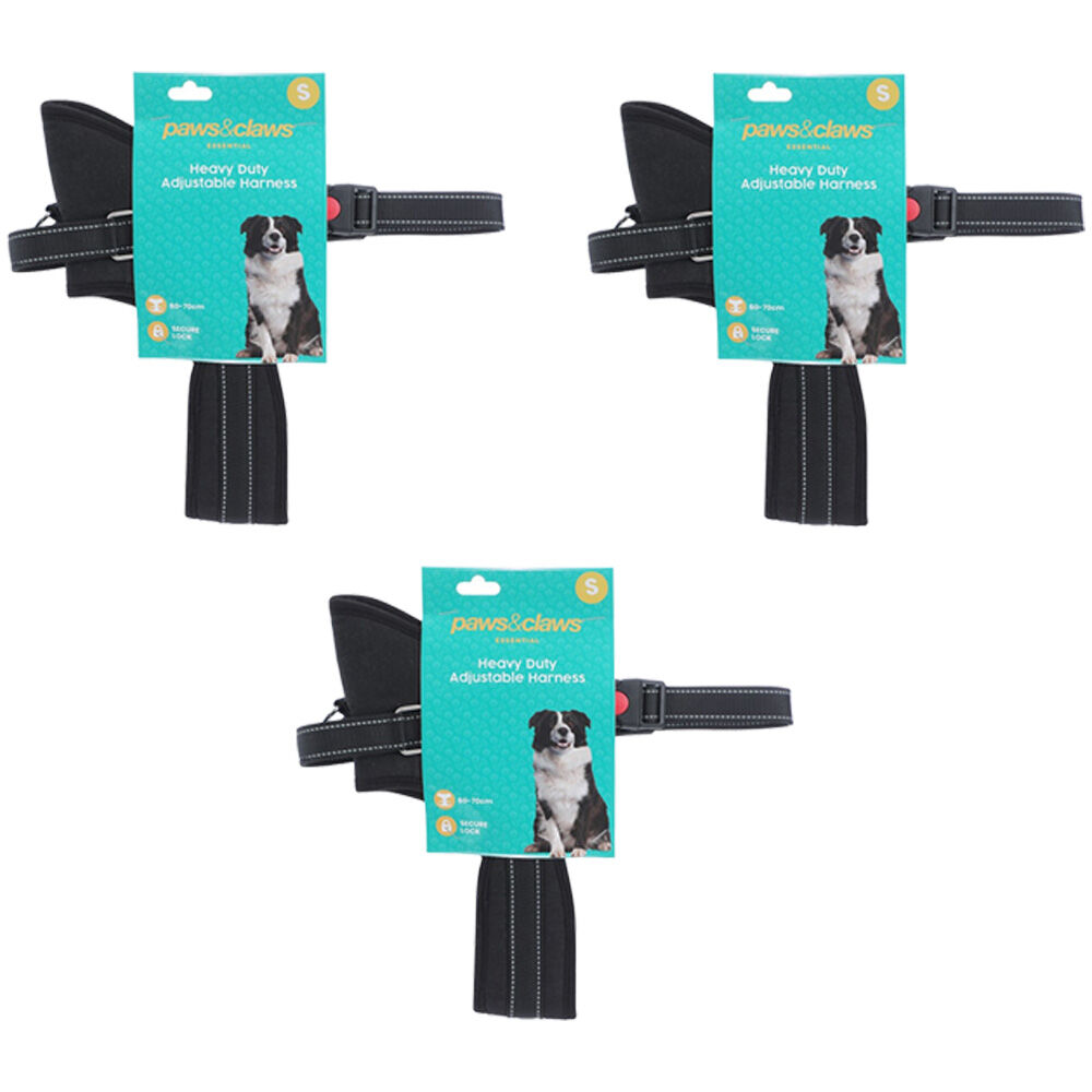 Paws and Claws Strong Pet Harness Small Soft Padding Secure Lock 60-70cm (3 Pack)