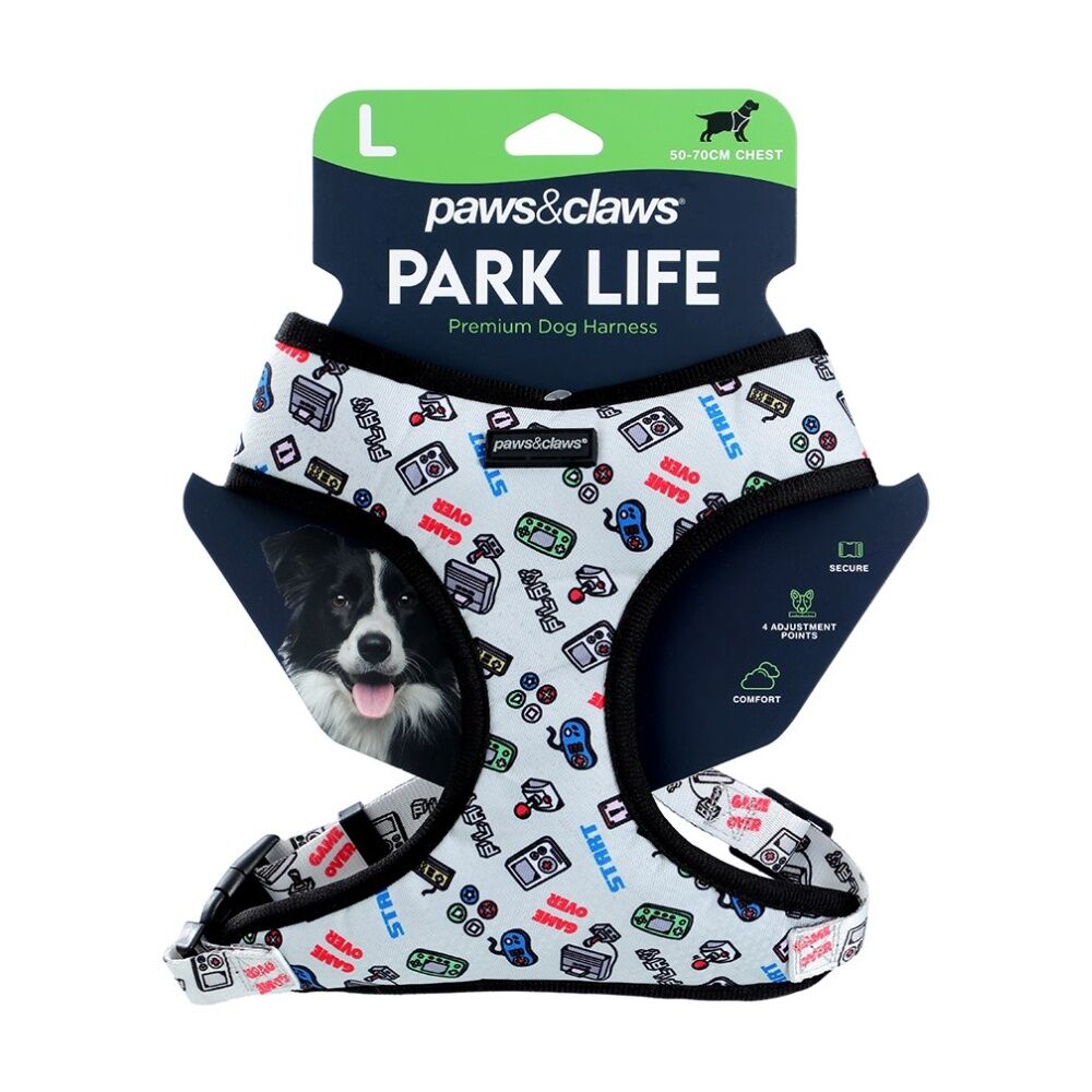 Paws and Claws Assorted Park Life Printed Pet Dog Harness Large 50-70cm