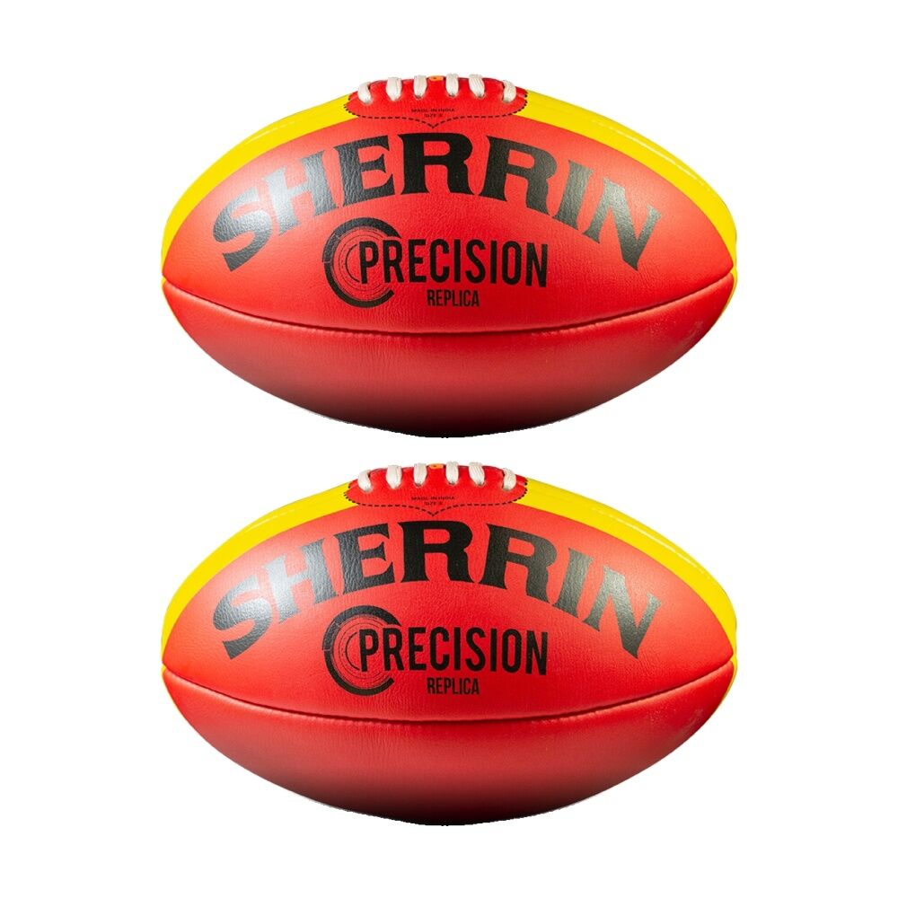 Sherrin Precision Replica Red Leather AFL Training Football Size 2 (2 Pack)