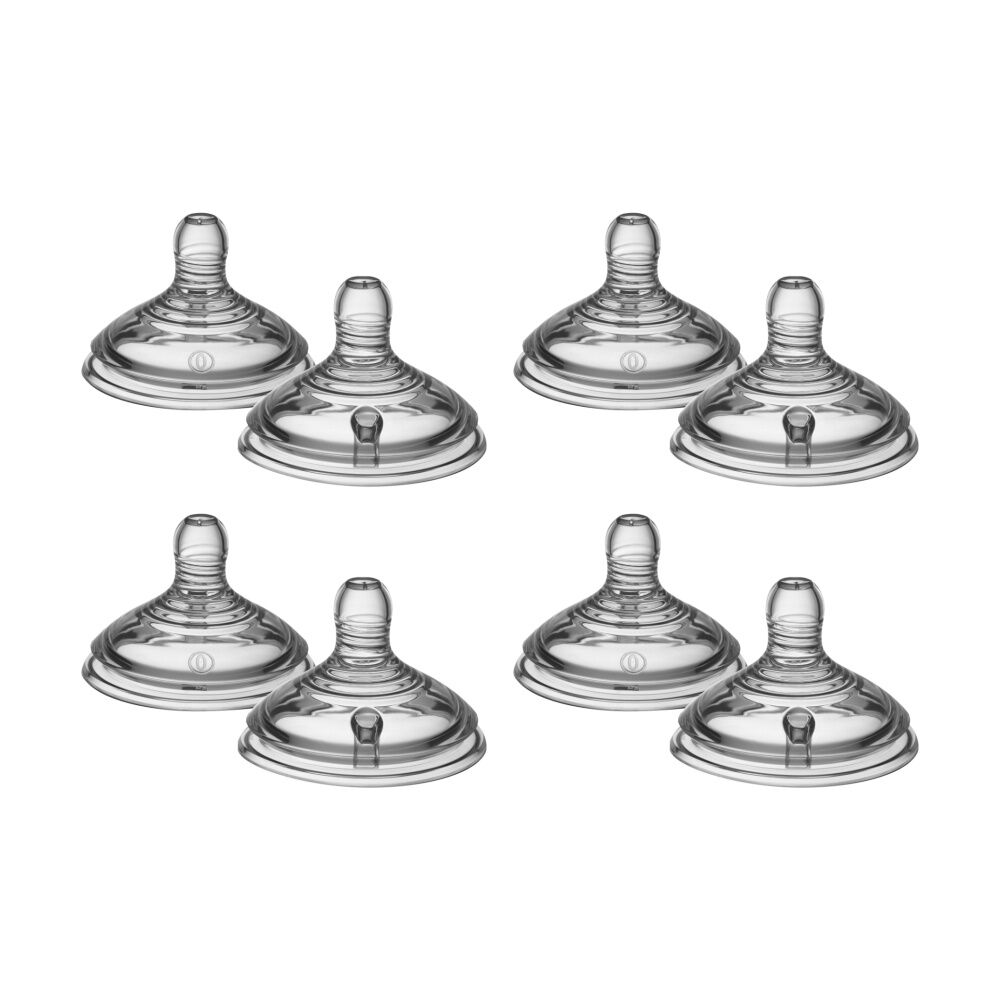 Tommee Tippee 2pc Tommee Tippee Natural Start Extra Slow Flow Baby Bottle Teat Set 0yrs+ (4 Pack)