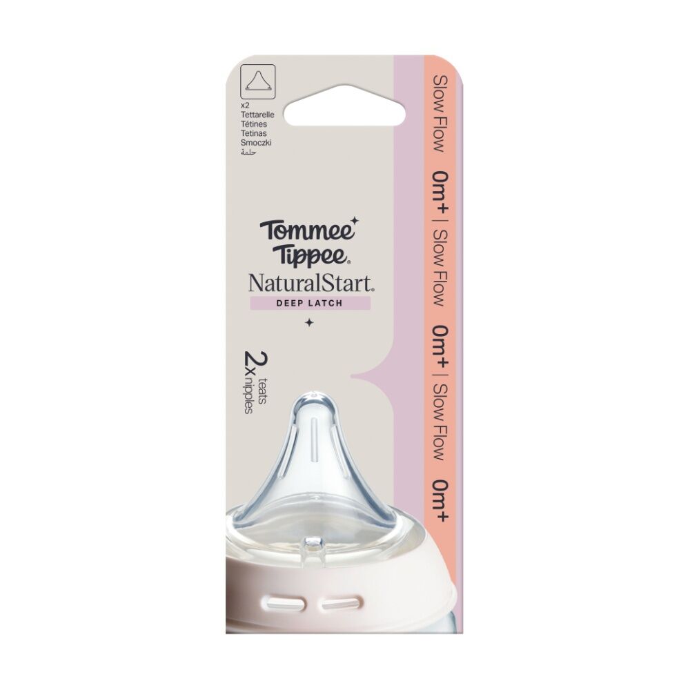 Tommee Tippee Natural Start Triangular Anti-Colic Breast Teats Slow Flow 0m+ (2 Pieces)