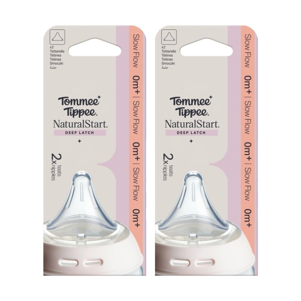 Tommee Tippee 2pc Tommee Tippee Natural Start Triangular Anti-Colic Breast Teats Slow 0m+ (2 Pack)
