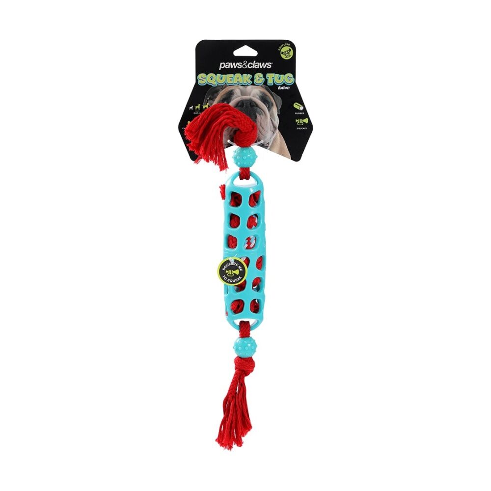 Paws and Claws Squeak & Tug Baton/Rope Pet Dog Chew/Fetch Toy 45x5x5cm Assorted (6 Pack) — image 7