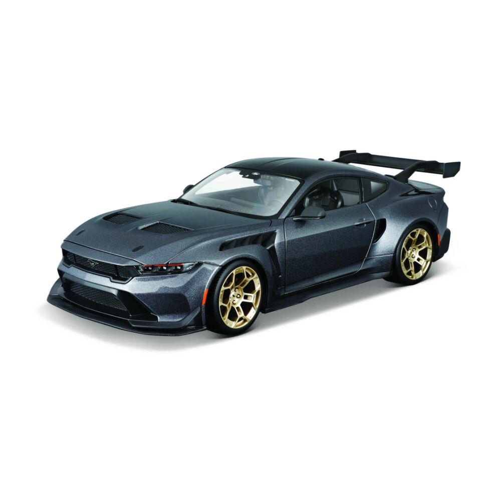 Maisto 1 64 Speed Icon 2025 Ford Mustang GTD Die Cast Model Car Dark Metallic Grey Gold Wheels Collectible Replica