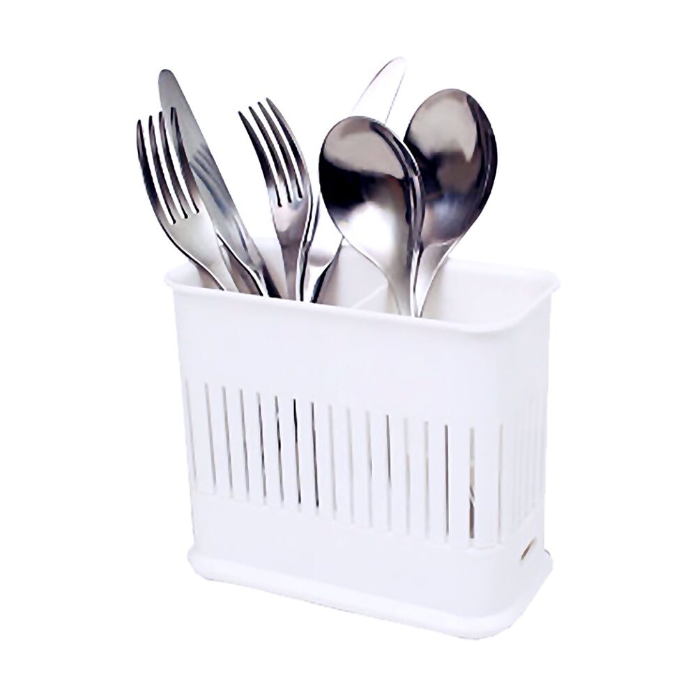 D.Line Plastic Cutlery Drainer Twin Compartments Upright White D.Line — image 2