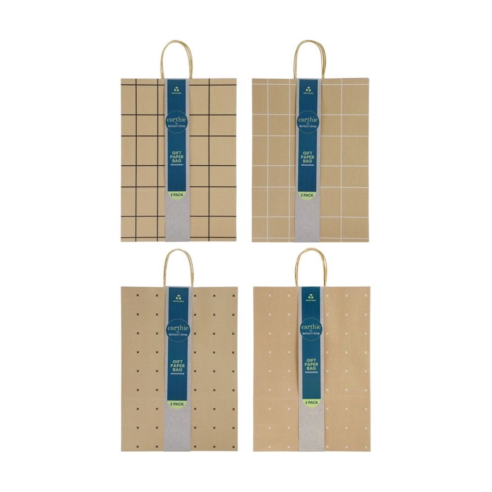 Lemon and Lime 2pc Lemon And Lime Patterned Paper Gift Bag Set 45x32x15cm Assorted (48 Pack) — image 3