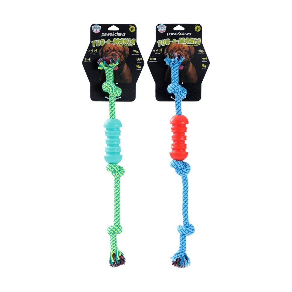 Paws and Claws TPR Rope Baton Tugger Dog Toy Durable 37x15x1.7cm Assorted (6 Pack) — image 3