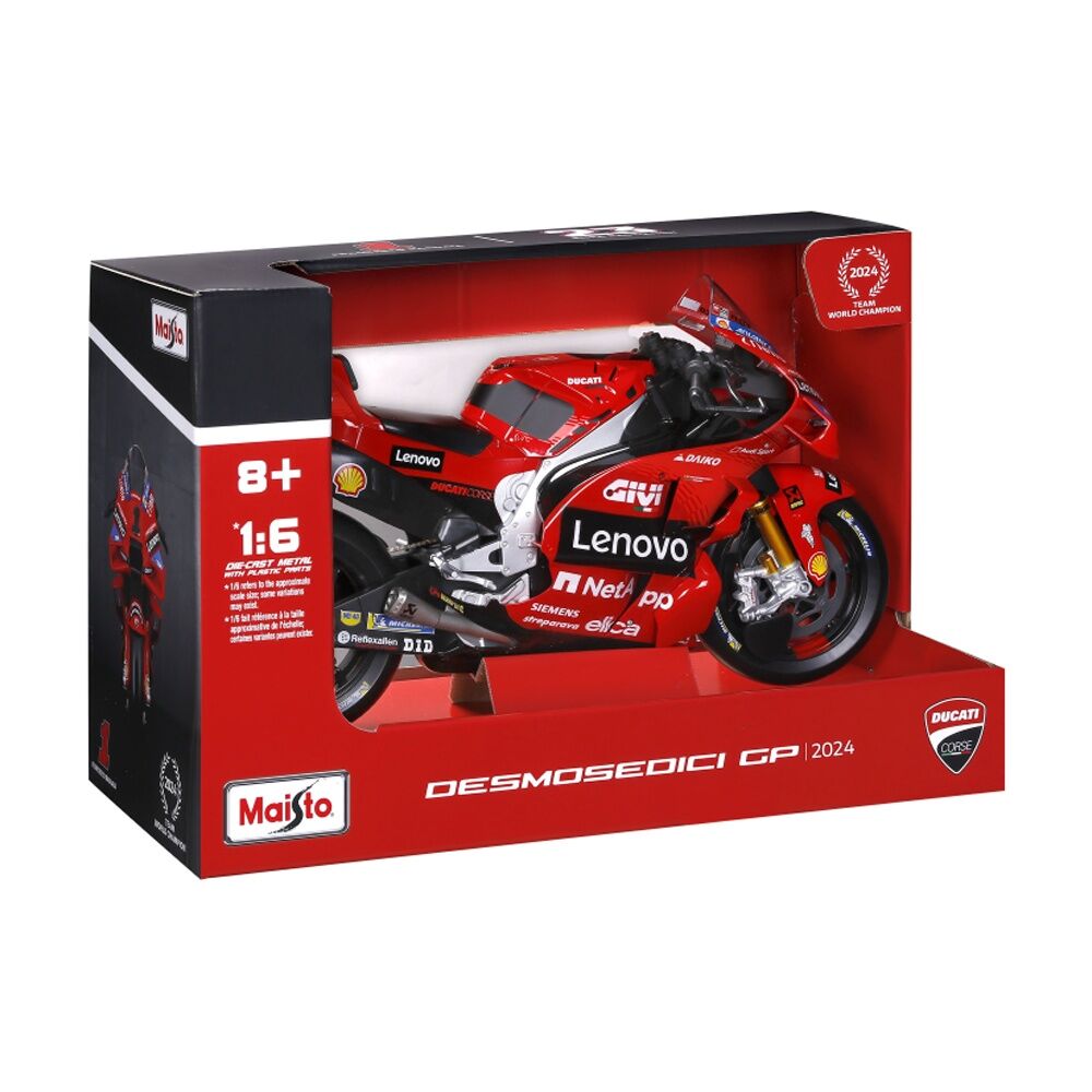 Maisto Moto GP Ducati Bagnaia Model 2024 World Champion Replica Toy Bike