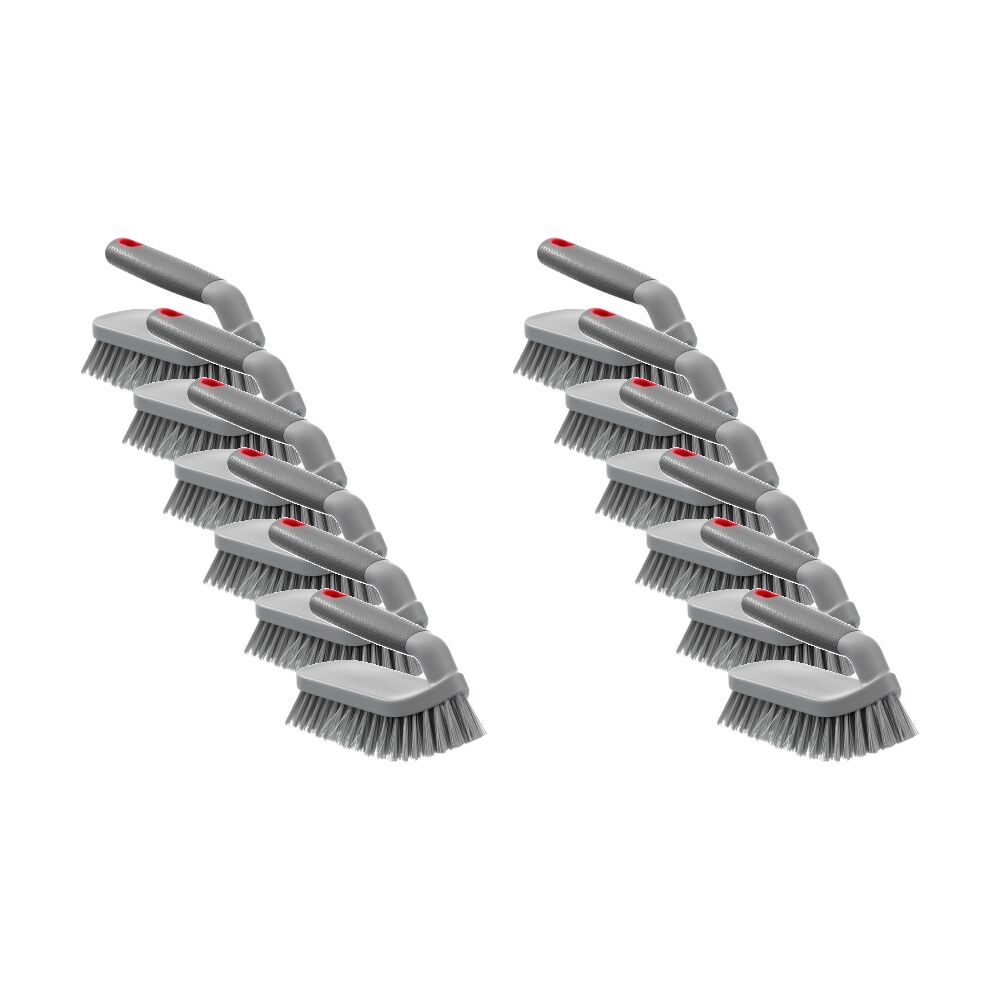 Boxsweden Prime Handled Scrubbing Cleaning Brush w/ Comfortable Soft Grip Grey (12 Pack)