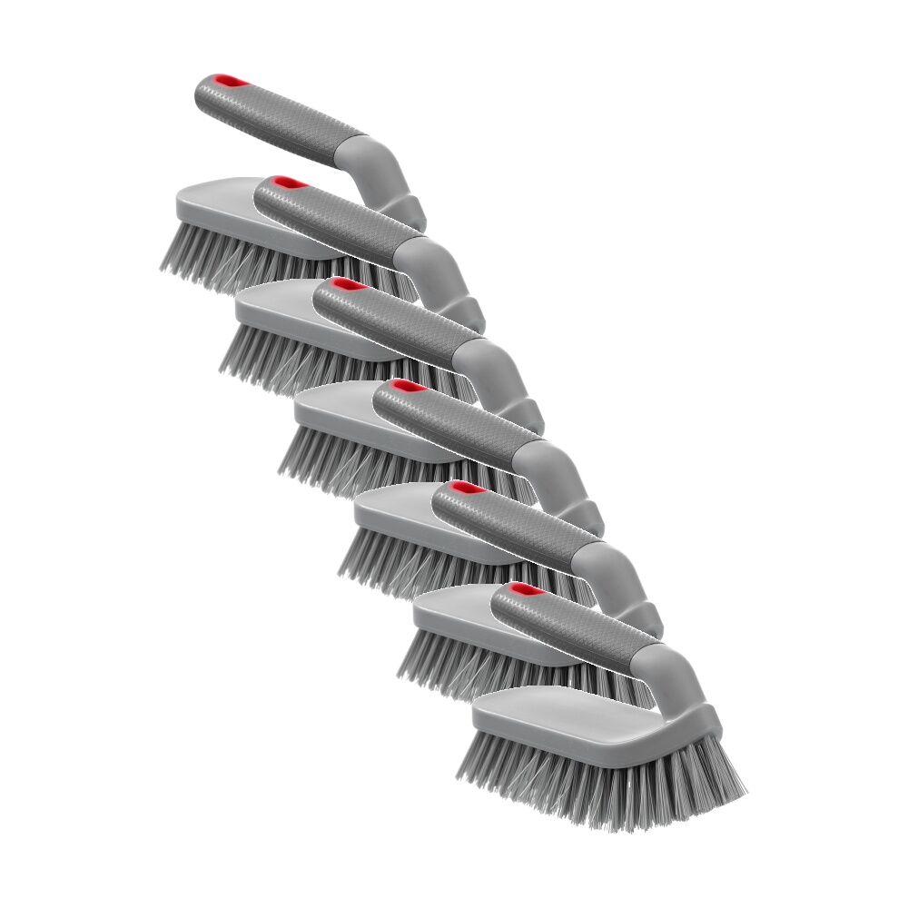 Boxsweden Prime Handled Scrubbing Cleaning Brush w/ Comfortable Soft Grip Grey (6 Pack)