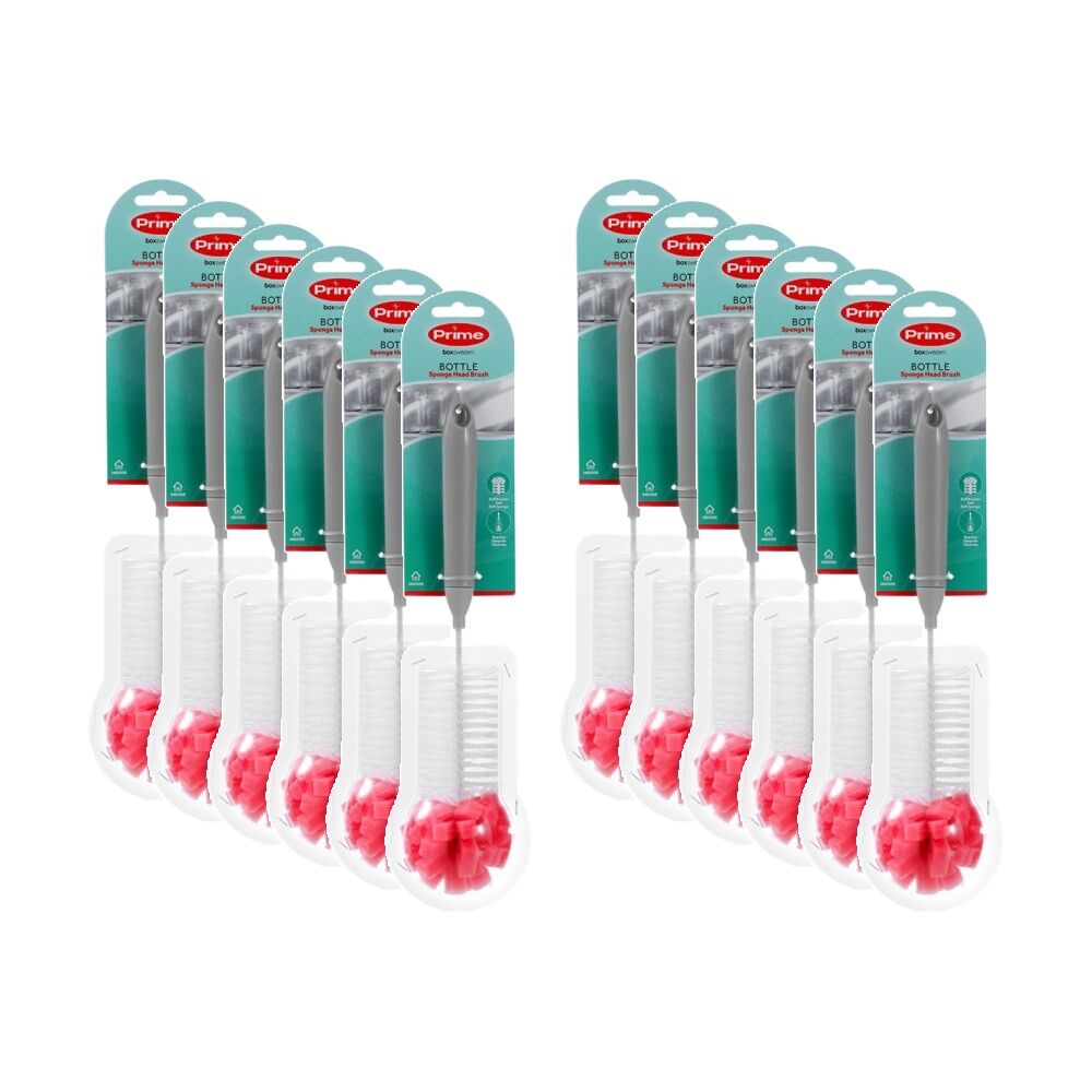 Boxsweden Prime Essentials Bottle Cleaning Brush w/ Sponge Head Assorted (12 Pack)