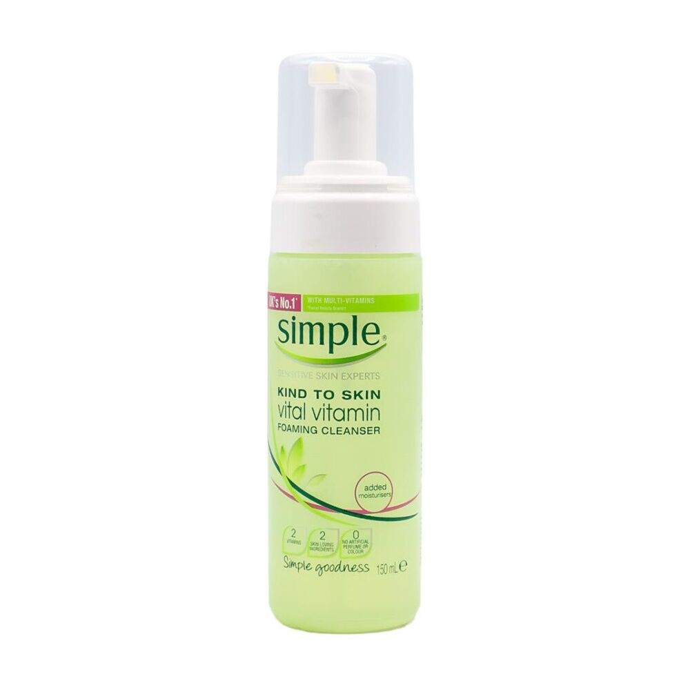 Simple Vital Vitamin Foaming Cleanser w/ Vitamin-E For Sensitive Skin 150ml Simple