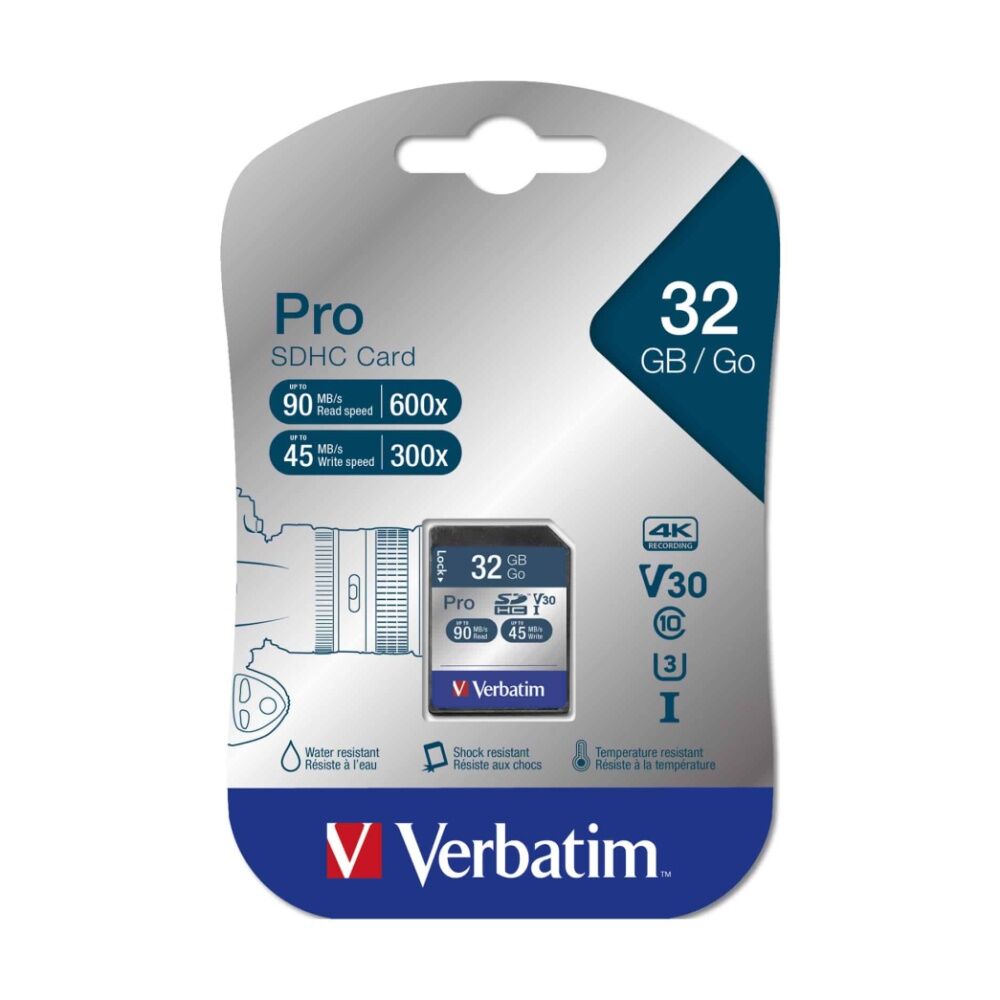 Verbatim Pro SDHC High Capacity Card UHS-I Reads 90MB/S Wires 45MB/S 32GB (2 Pack) — image 2