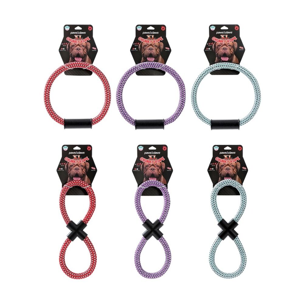 Paws and Claws XL Chunky Rope Pet Dog Chew/Tug Toy 38x14.5x2.5cm Assorted (6 Pack) — image 3