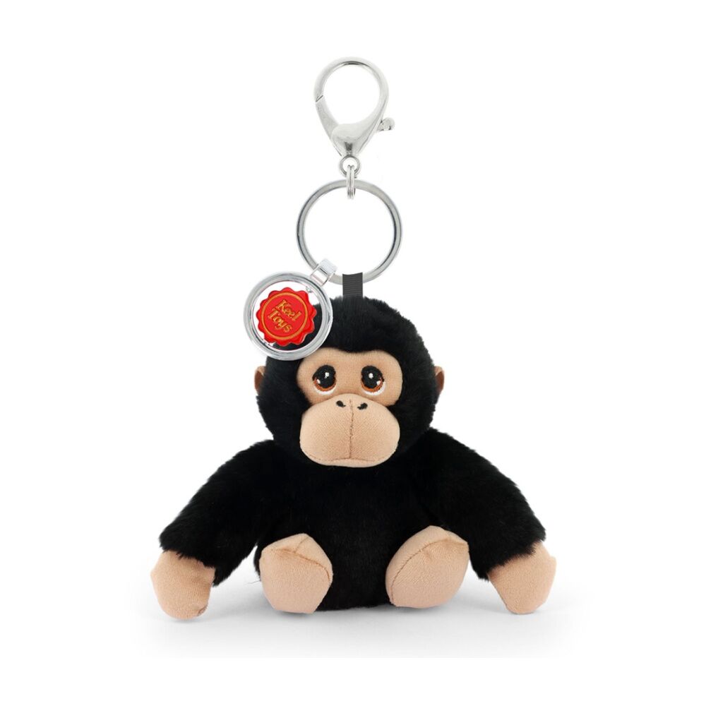 Keeleco Bag Charm Chimp Plush Keychain Made From 100 Recycled Plastic Bottles Soft Black With Beige Face Embroidered Eyes Cute Accessory - Eco