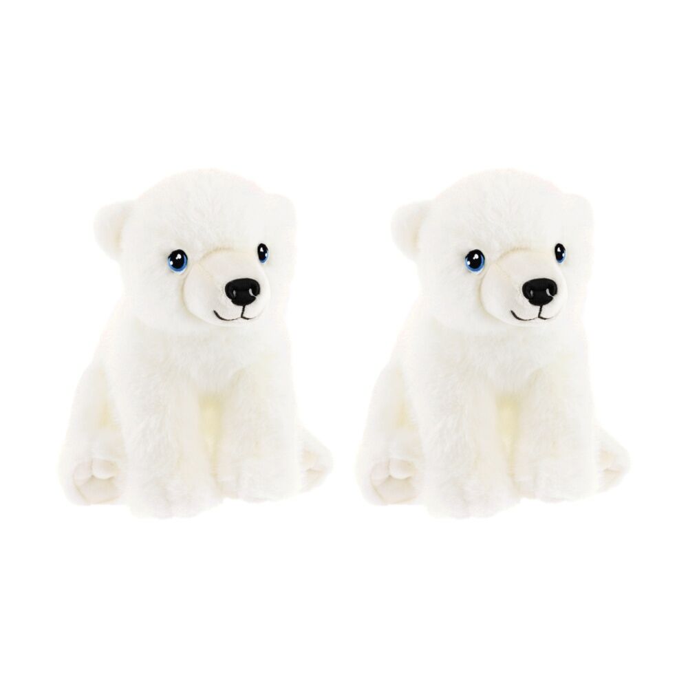 Keeleco Delux Plush Toy Soft White Stuffed Animal Blue Eyes Polar Bear (2 Pack)