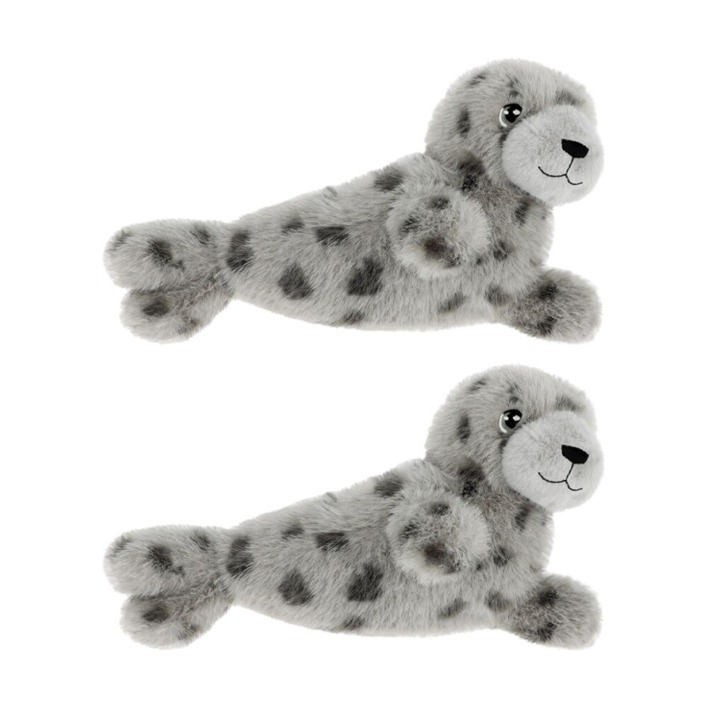 Keeleco Grey Plush Toy Soft Huggable Eco-Friendly Animal Seal (2 Pack)