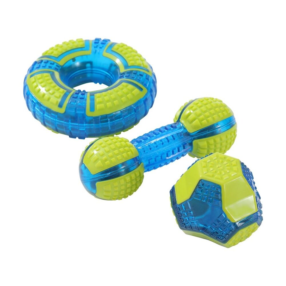 Paws and Claws Durable TPR Geo Dog Squeak & Chew Play Toy Assorted (12 Pack) — image 4