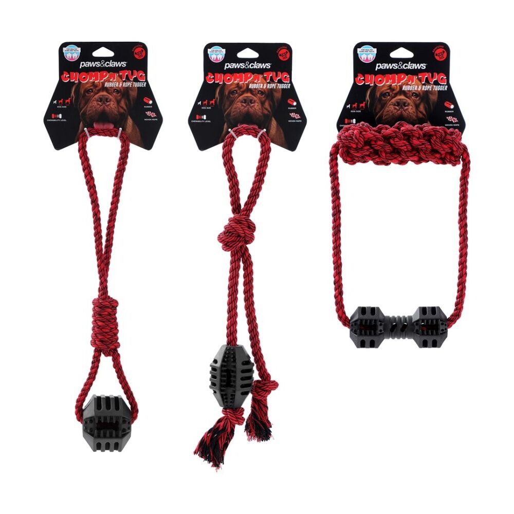 Paws and Claws Assorted Geo TPR Rope Tuggers Dog Chew/Tug Toy 45x10x5cm — image 2
