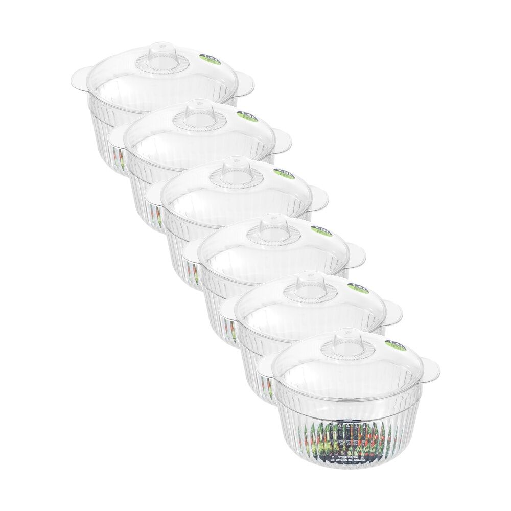Lemon And Lime Crystal Vista Lidded Food Storage Bowl/Container 1.5L (6 Pack)