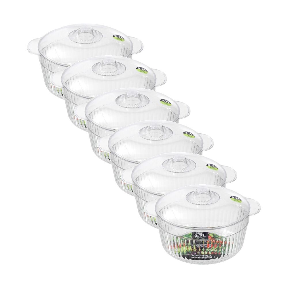 Lemon and Lime Crystal Vista Lidded Food Storage Bowl/Container 2.7L (6 Pack)
