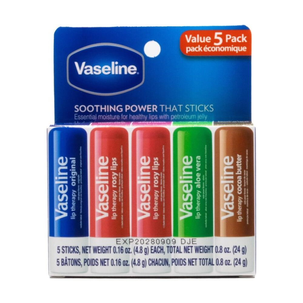 Vaseline 5pc Vaseline Petroleum Jelly Lip Therapy Moisturising Balm 4.8g Assorted (2 Pack) — image 2