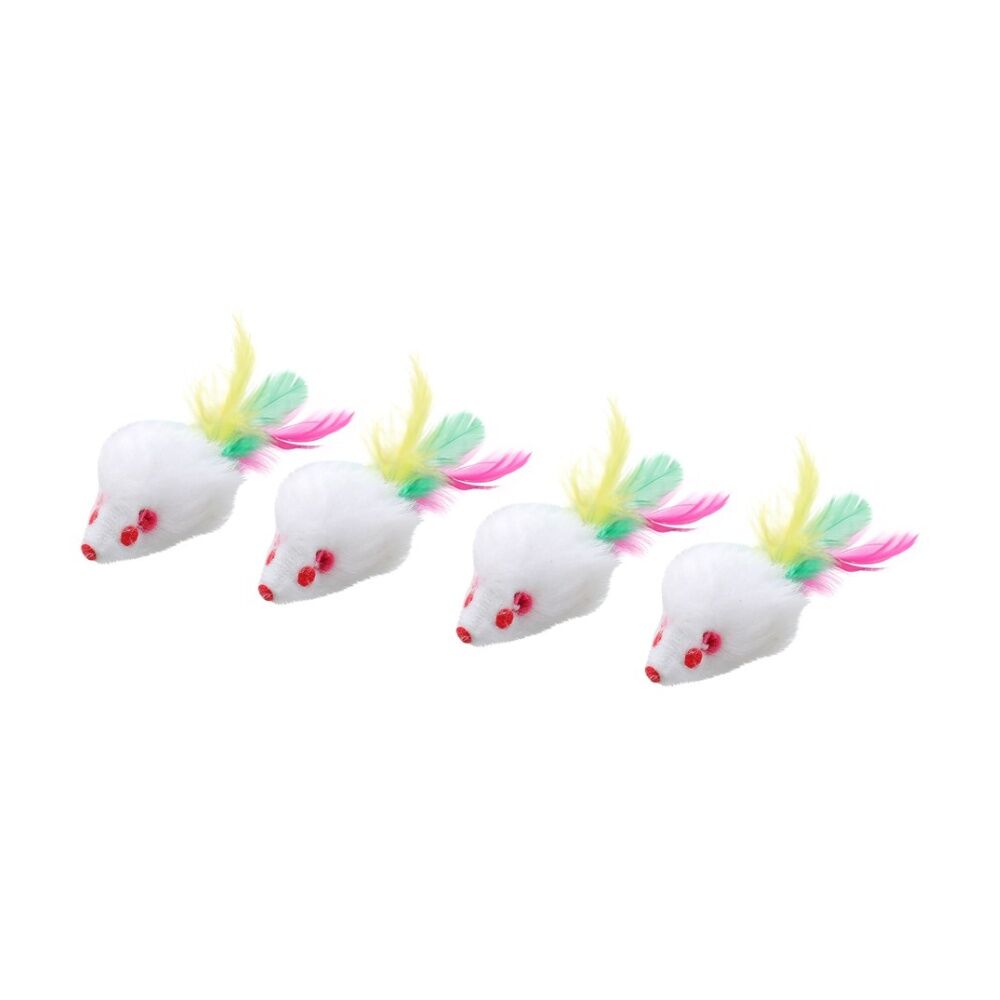 Paws and Claws 4pc Paws And Claws Cat Toy Pounce Plush Mice Feather Tail Pack 9x5x4.3cm (12 Pack) — image 3