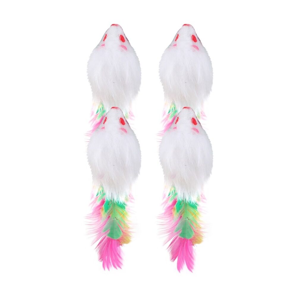 Paws and Claws 4pc Paws And Claws Cat Toy Pounce Plush Mice Feather Tail Pack 9x5x4.3cm (12 Pack) — image 4