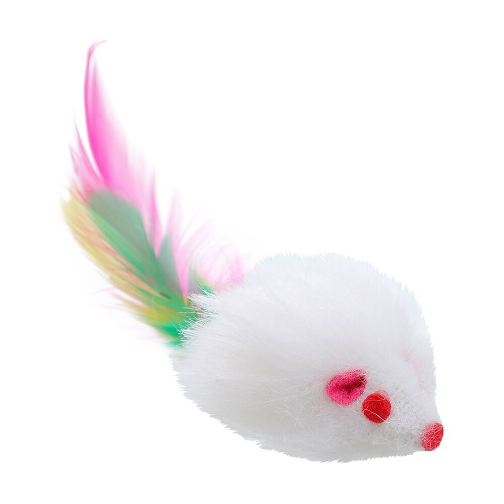Paws and Claws Cat Toy Pounce Plush Mice Feather Tail Pack 9x5x4.3cm (4 Pieces) — image 4