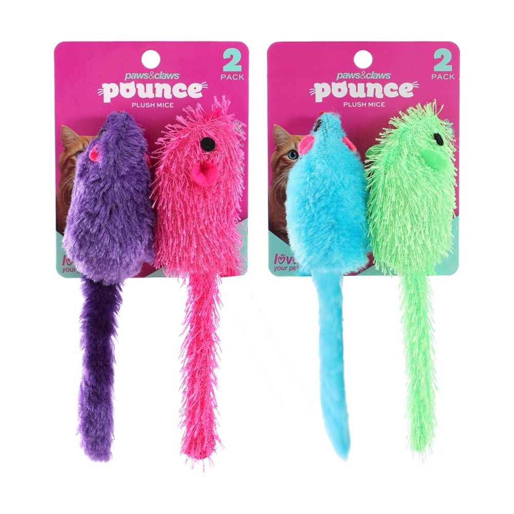 Paws and Claws 2pc Paws And Claws Plush Mice Pet Cat Batting/Pouncing Toy Set Assorted (6 Pack) — image 3