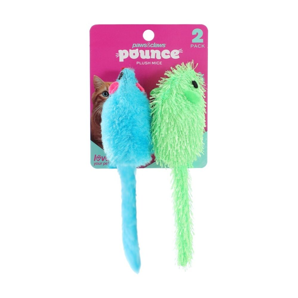 Paws and Claws 2pc Paws And Claws Plush Mice Pet Cat Batting/Pouncing Toy Set Assorted (6 Pack) — image 6