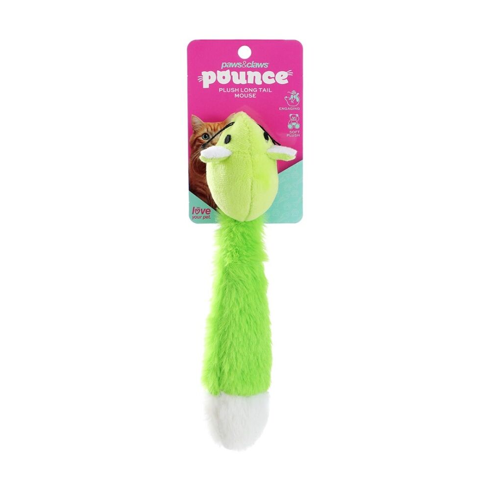 Paws and Claws Assorted Plush Long Tail Mouse Cat Batting/Pouncing Toy
