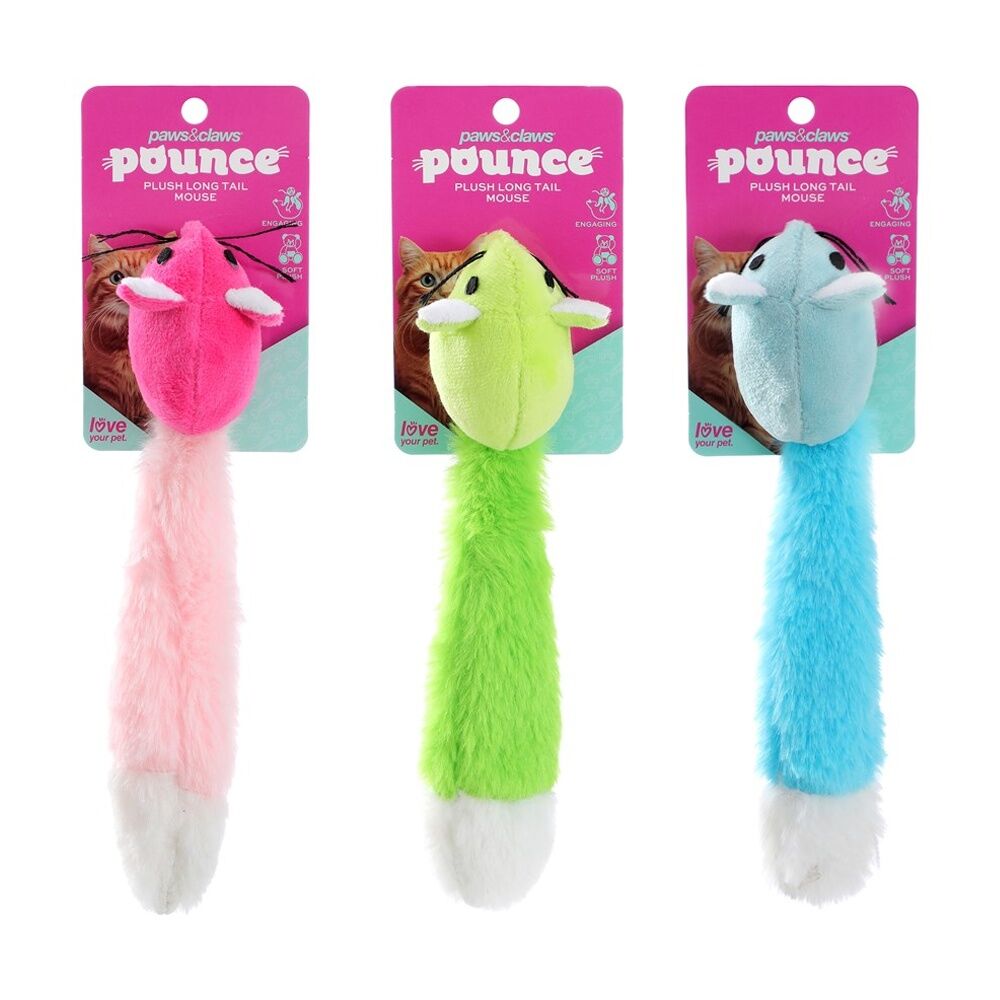 Paws and Claws Assorted Plush Long Tail Mouse Cat Batting/Pouncing Toy — image 2
