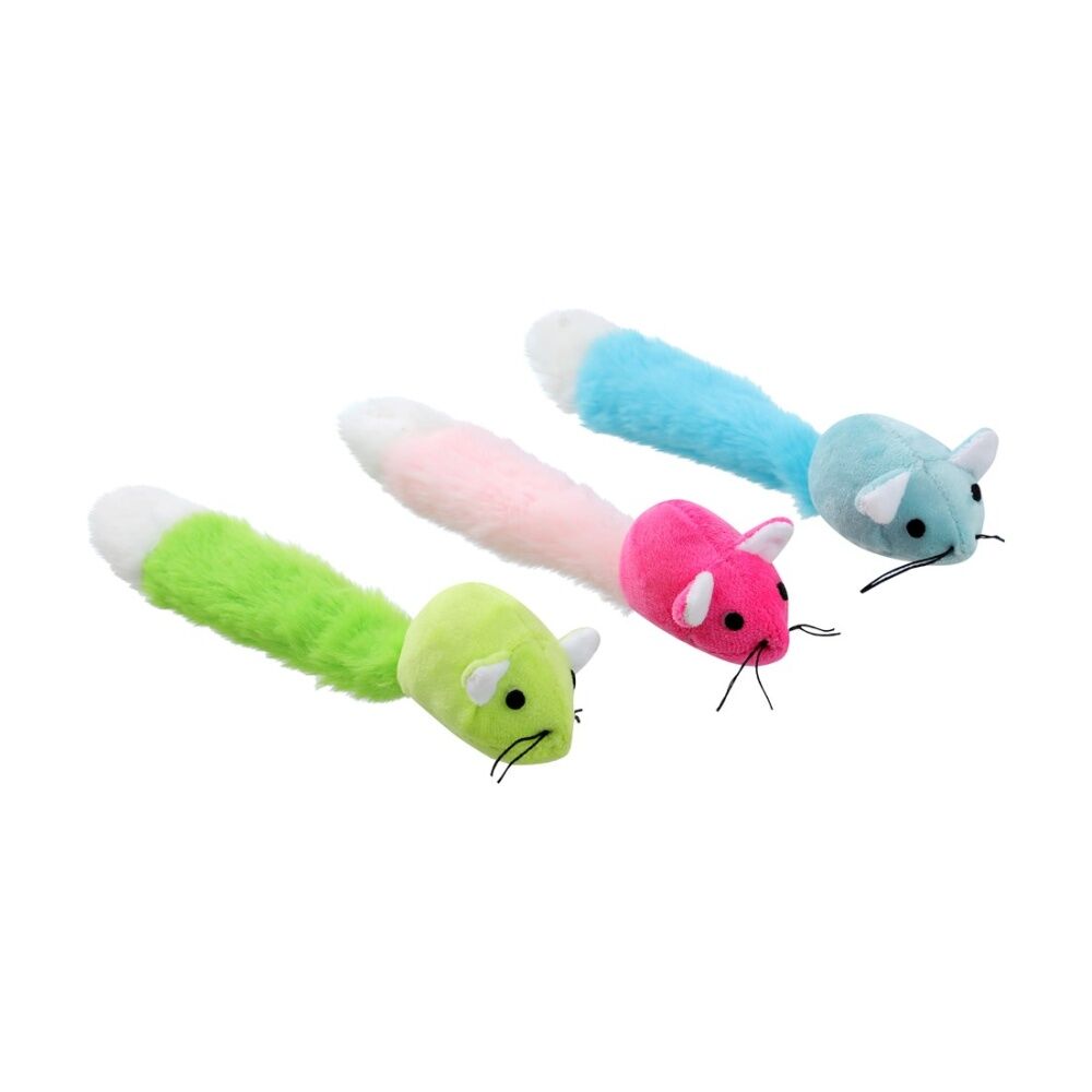 Paws and Claws Plush Long Tail Mouse Cat Batting/Pouncing Toy Assorted (6 Pack) — image 4