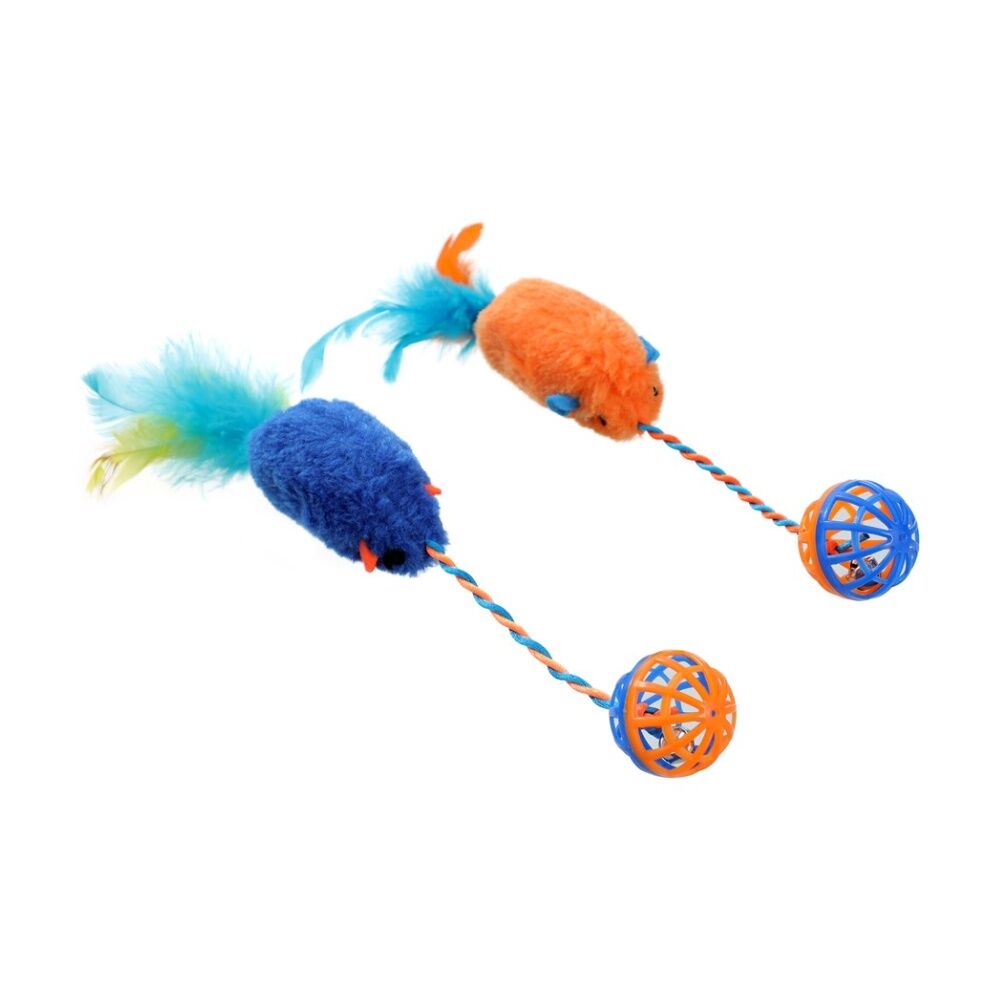 Paws and Claws Assorted Plush Mouse Cat Batting/Pouncing Toy w/ Rattle Ball — image 3