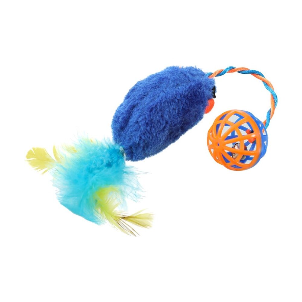 Paws and Claws Plush Mouse Cat Batting/Pouncing Toy w/ Rattle Ball Assorted (6 Pack) — image 9