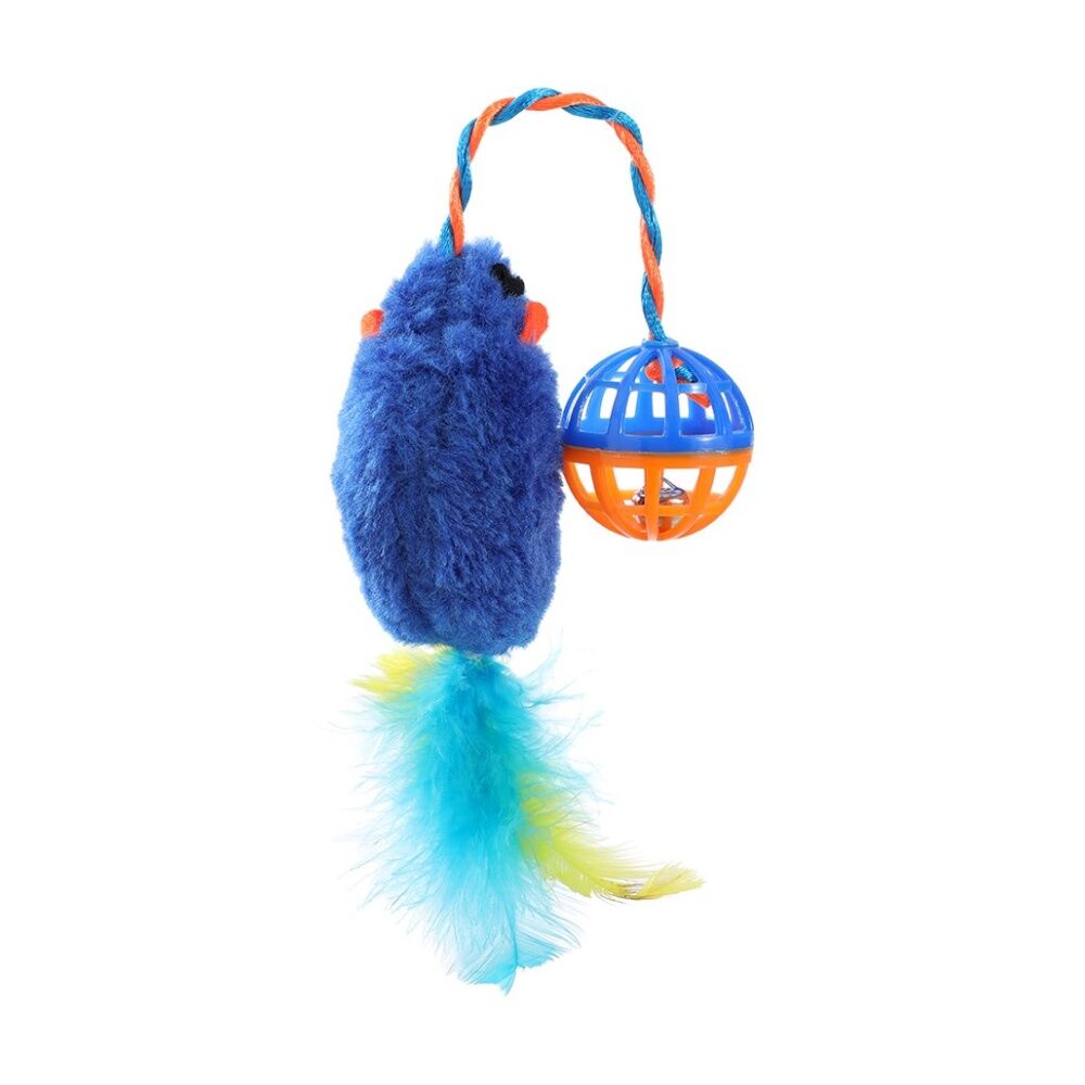 Paws and Claws Plush Mouse Cat Batting/Pouncing Toy w/ Rattle Ball Assorted (6 Pack) — image 8