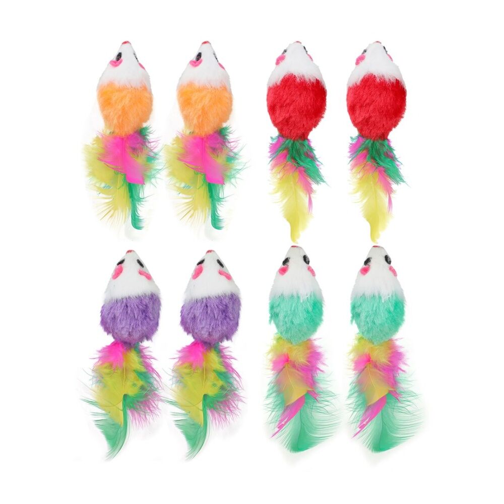 Paws and Claws 8pc Paws And Claws Plush Mice Cat Batting/Pouncing Toy Set Multicoloured (12 Pack) — image 4