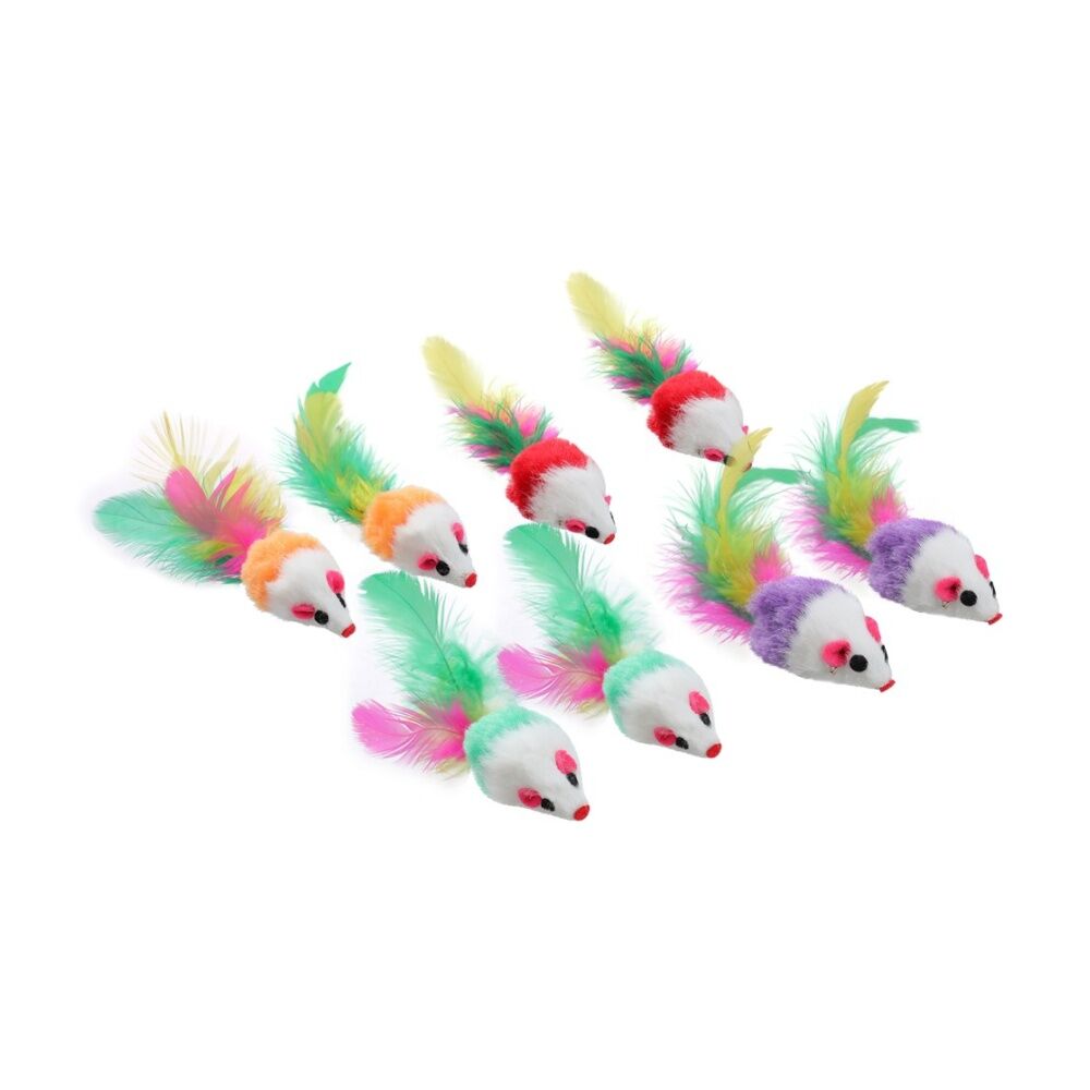 Paws and Claws 8pc Paws And Claws Plush Mice Cat Batting/Pouncing Toy Set Multicoloured (6 Pack) — image 3