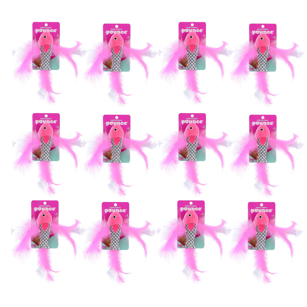 Paws and Claws Fish Feather Cat Batting/Pouncing Play Toy 21x4cm Assorted (12 Pack)