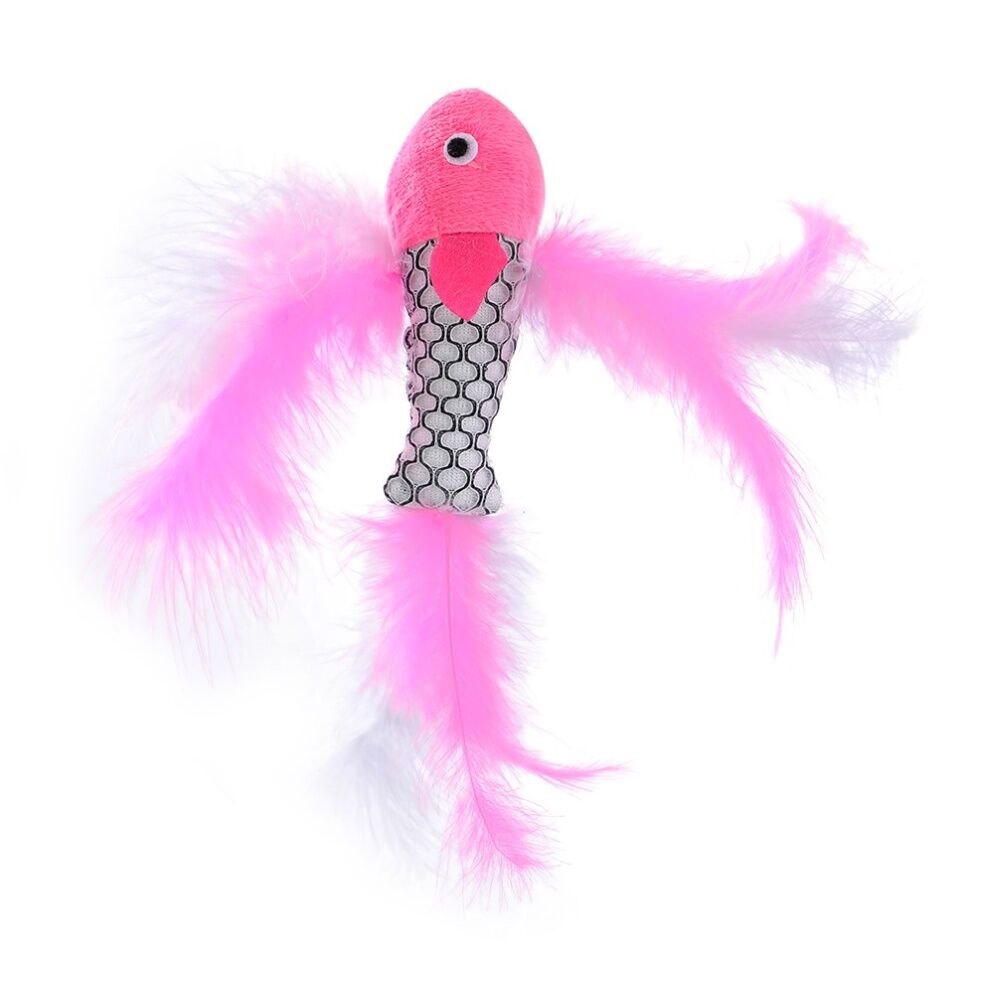 Paws and Claws Pounce Fish Toy With Feather - Assorted Colours - Engaging - Promotes Play For a Happy Healthy Cat - 21cm x 4cm — image 4