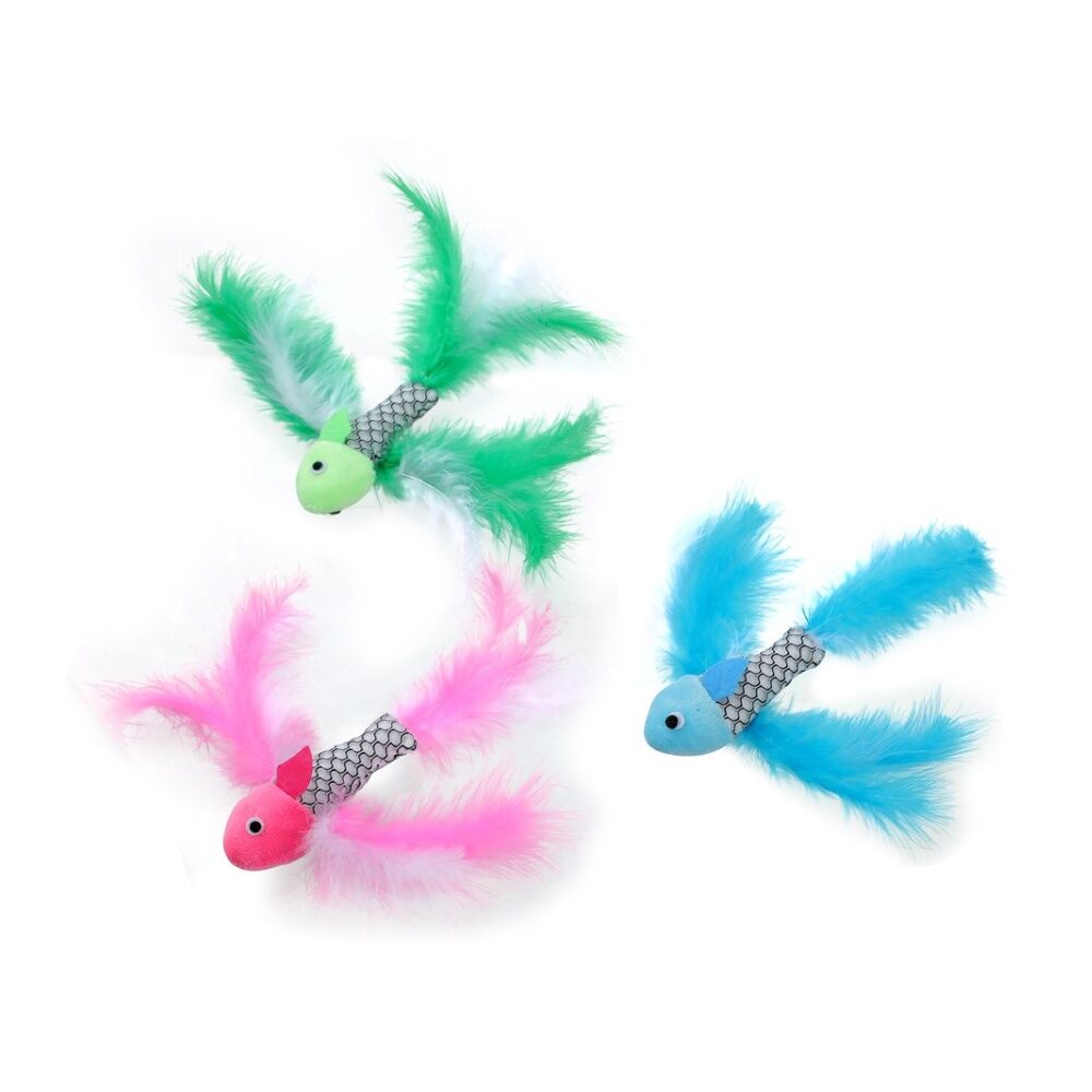 Paws and Claws Fish Feather Cat Batting/Pouncing Play Toy 21x4cm Assorted (6 Pack) — image 4