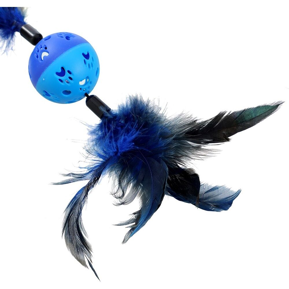 Paws and Claws Pounce Twin Feather Ball Toy - Assorted Colours - Engaging - Promotes Play For a Happy Healthy Cat - 37cm x 6cm — image 5