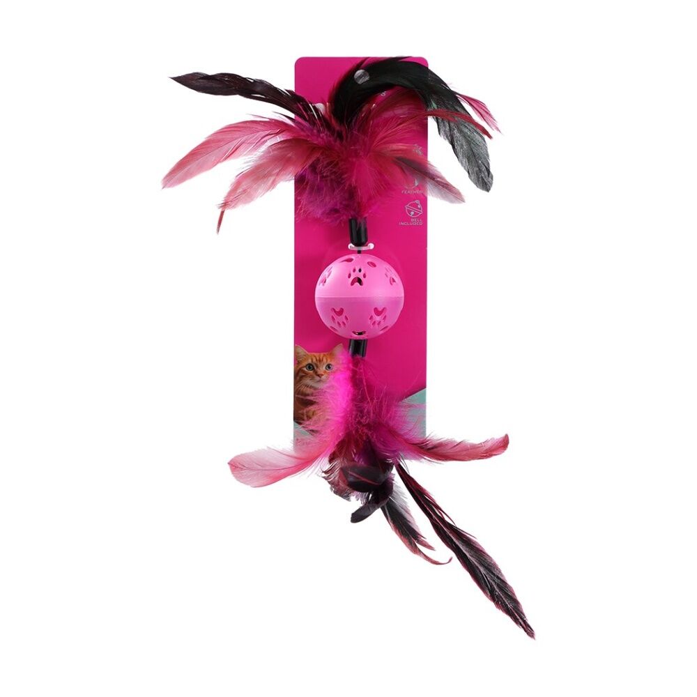 Paws and Claws Twin Feather Ball Cat Batting/Pouncing Toy 37x6cm Assorted (12 Pack) — image 7