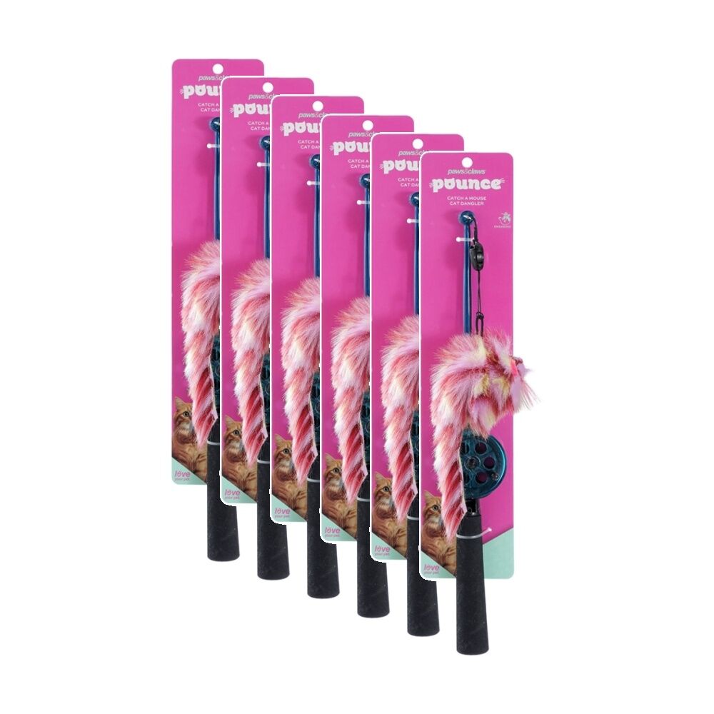 Paws and Claws Catch-A-Mouse Cat Dangler Pouncing Play Toy 36cm Assorted (6 Pack)