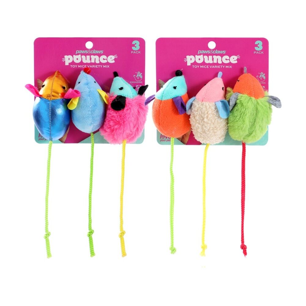 Paws and Claws Mice Variety Mix Cat Batting/Pouncing Toy Set Assorted (3 Pieces) — image 2