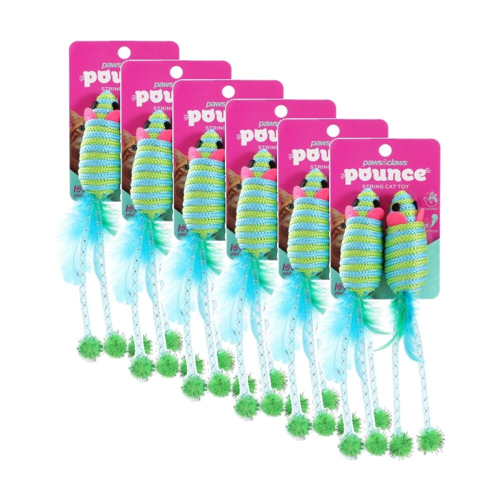 Paws and Claws String Interactive Cat Batting/Pouncing Play Toy Assorted (6 Pack)