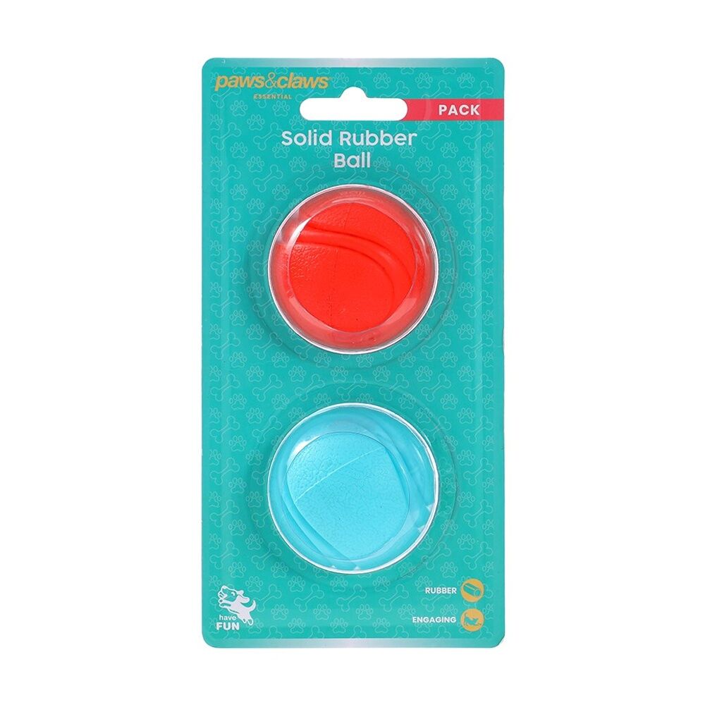 Paws and Claws 2pc Paws And Claws Solid Rubber Ball Pet Dog chase/Fetch Toy Set Assorted (12 Pack) — image 7
